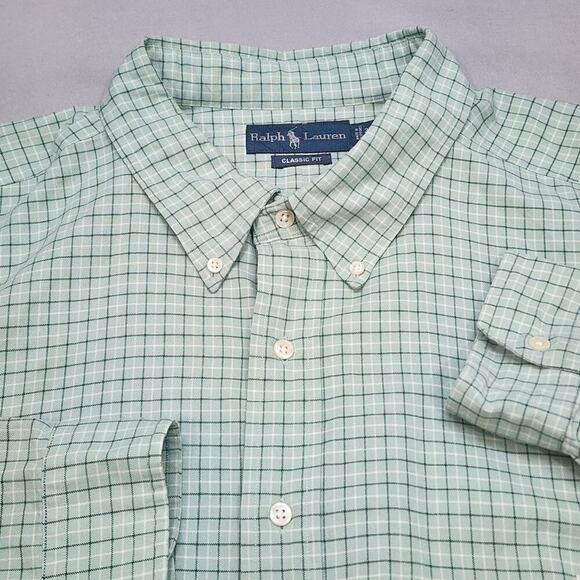 Ralph Lauren Shirt Mens 3XB Green Check Classic Fit Button Down - Picture 4 of 6